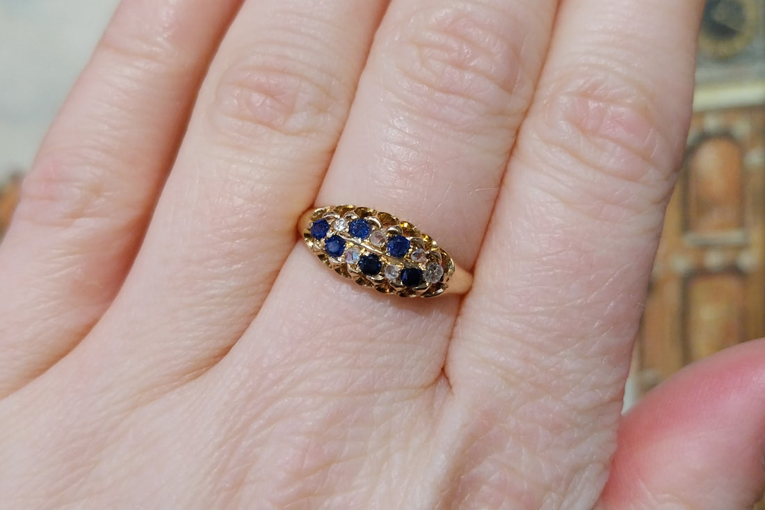 Edwardian sapphire and diamond ring from 1905-Antique rings-The Antique Ring Shop