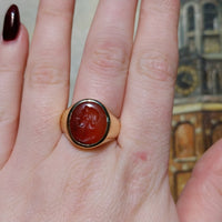 Carnelian signet ring in 18 carat gold-gents rings-The Antique Ring Shop