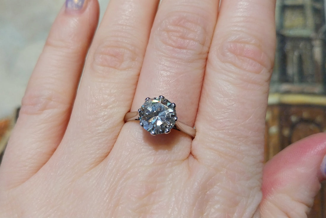 2.20 carat diamond solitaire ring in white gold-engagement rings-The Antique Ring Shop