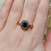 Sapphire and rose diamond cluster ring