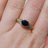 Sapphire and diamond ring in 18 carat gold-Vintage Rings-The Antique Ring Shop
