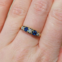 Edwardiaanse saffier en diamanten ring
