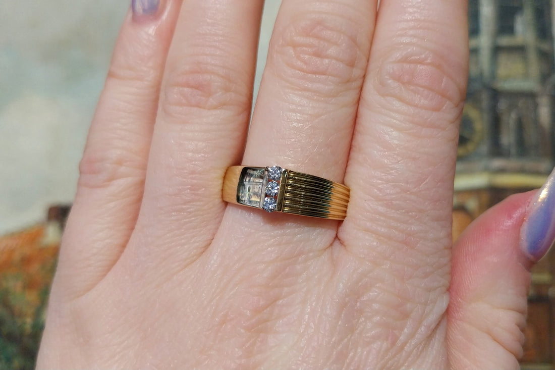 18 carat gold ring with diamonds-The Antique Ring Shop