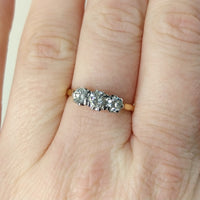 A vintage three stone ring in 18 carat gold-Vintage Rings-The Antique Ring Shop