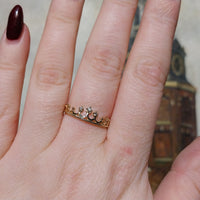 14 carat gold tiara ring with diamonds-Vintage Rings-The Antique Ring Shop