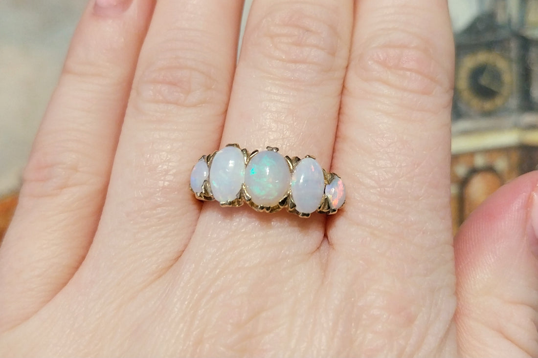 Edwardian five stone opal ring-The Antique Ring Shop