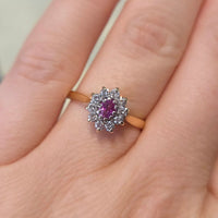 Vintage pink sapphire and diamond ring