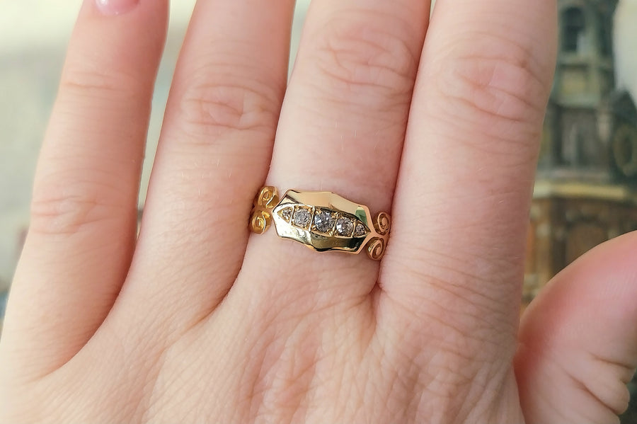 Edwardian five stone diamond ring from 1904-Antique rings-The Antique Ring Shop