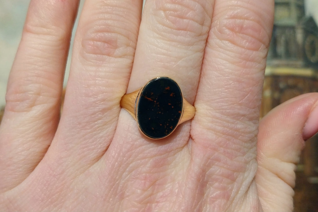 Edwardian period bloodstone signet ring-gents rings-The Antique Ring Shop
