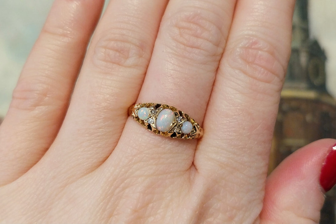 Opal and rose diamond ring from 1910-Antique rings-The Antique Ring Shop