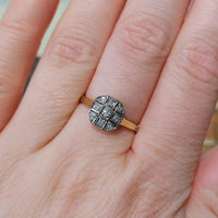 Edwardian 18 carat gold diamond panel ring