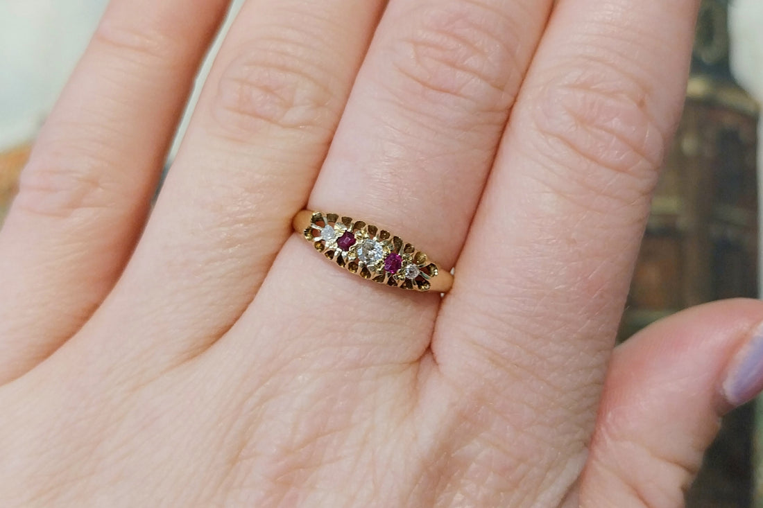 Edwardian ruby and diamond ring from 1915-Antique rings-The Antique Ring Shop