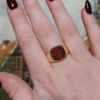 Vintage carnelian intaglio signet ring-gents rings-The Antique Ring Shop