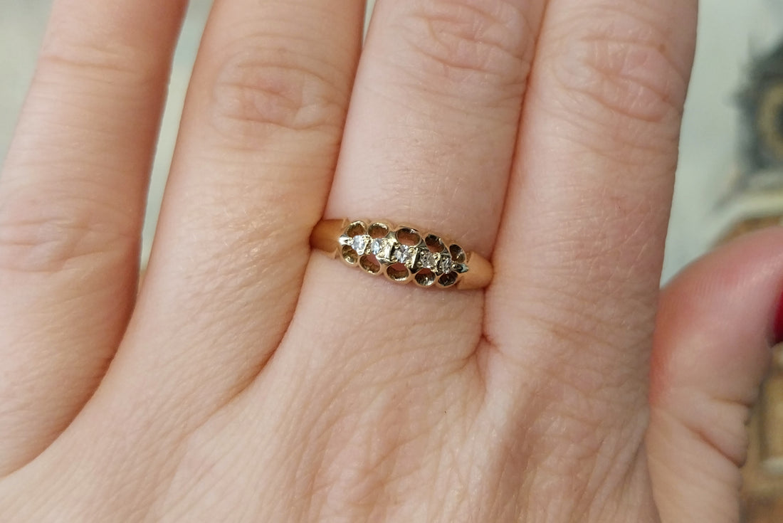 Five stone diamond ring from 1901-Antique rings-The Antique Ring Shop