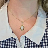 Cabochon opal pendant in 14 carat gold-Vintage Rings-The Antique Ring Shop