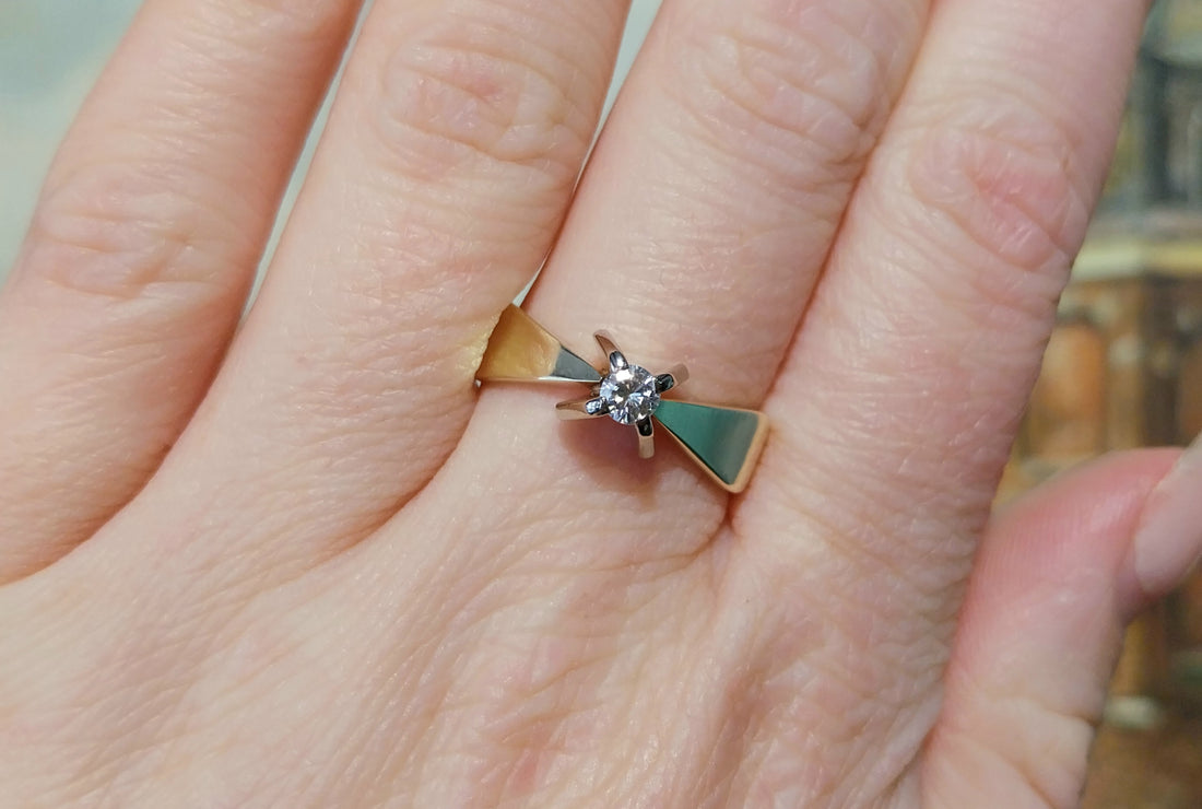 Vintage diamond solitaire ring-Vintage Rings-The Antique Ring Shop