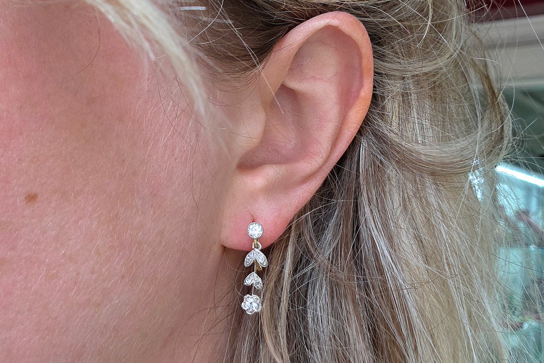 Vintage diamond pendant earrings
