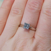 Princess cut diamond ring in white gold-engagement rings-The Antique Ring Shop