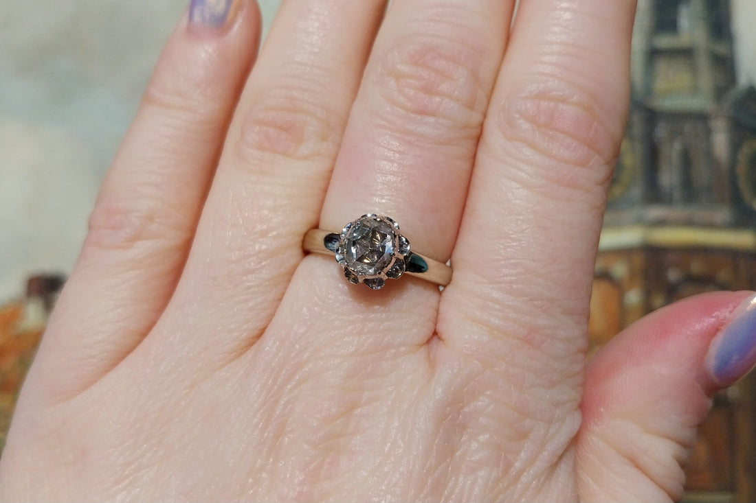 Rose diamond ring in 14 carat gold-Vintage Rings-The Antique Ring Shop