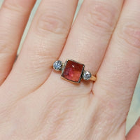 Vintage three stone tourmaline and diamond ring-Vintage Rings-The Antique Ring Shop