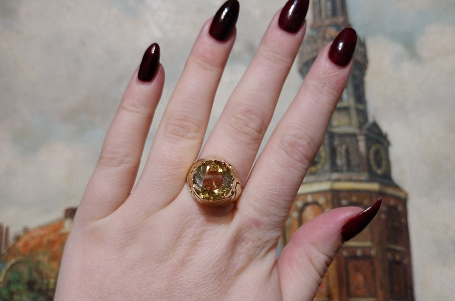 Vintage citrine ring in 14 carat gold-Vintage Rings-The Antique Ring Shop