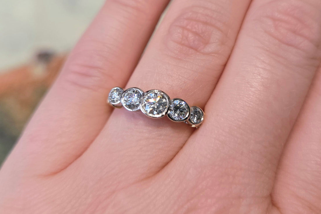 Five stone diamond ring in 18 carat gold-Vintage Rings-The Antique Ring Shop
