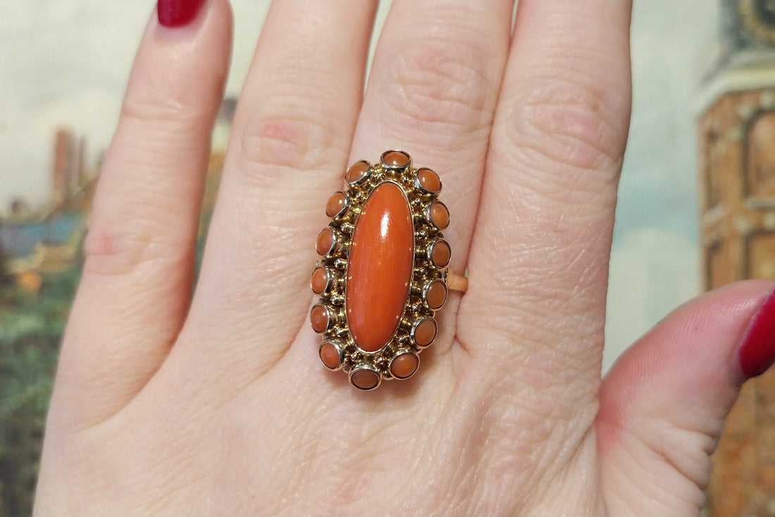 Vintage cabochon cluster ring-Vintage Rings-The Antique Ring Shop