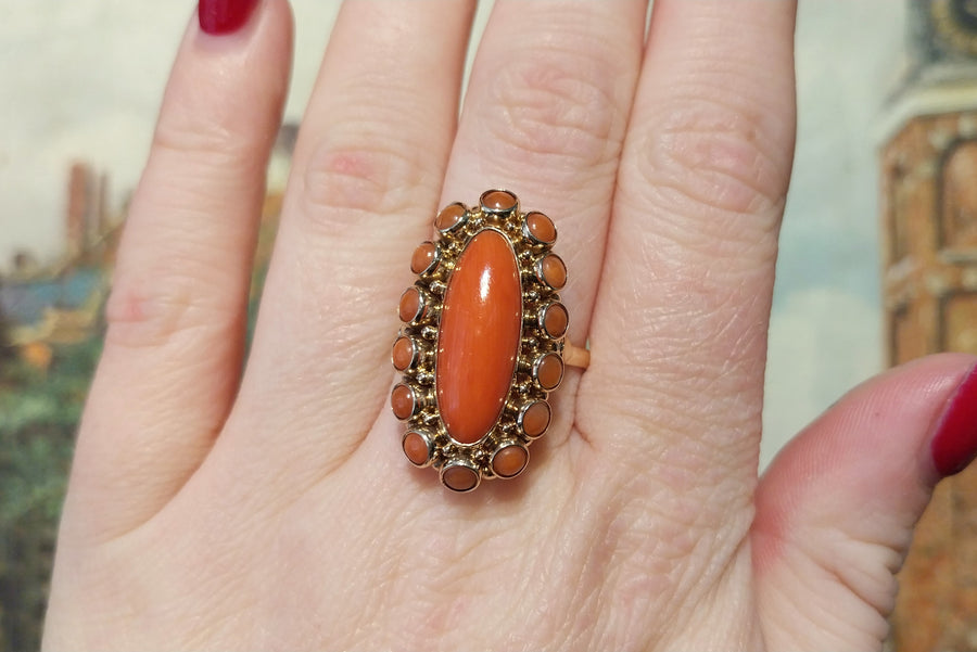Vintage cabochon cluster ring-Vintage Rings-The Antique Ring Shop