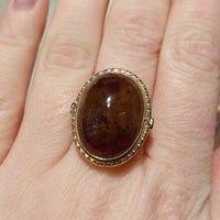 Cabochon amber ring in 18 carat gold-The Antique Ring Shop
