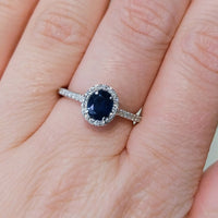 Sapphire cluster ring in 18 carat white gold-engagement rings-The Antique Ring Shop