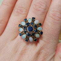 Vintage sapphire and opal ring in 14 carat gold