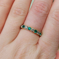 Emerald and diamond band in 18 carat gold