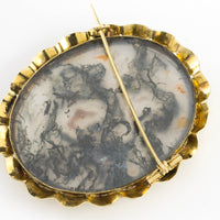 Moss agate brooch in 14 carat gold.-Brooches-The Antique Ring Shop, Amsterdam