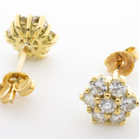 Diamond cluster ear studs in 14 carat gold.-Earrings-The Antique Ring Shop