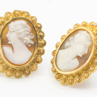 Cameo studs in gold and silver-Earrings-The Antique Ring Shop, Amsterdam