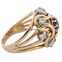 Ruby and diamond knot ring in 18 carat gold-The Antique Ring Shop