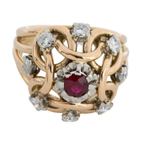 Ruby and diamond knot ring in 18 carat gold-The Antique Ring Shop