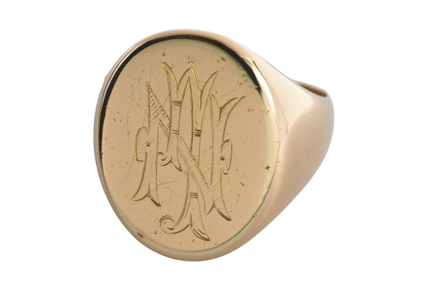 Large heavy antique signet ring from 1910-mens rings-The Antique Ring Shop