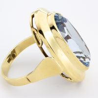 Vintage gold ring with synthetic blue topaz-The Antique Ring Shop