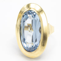 Vintage gold ring with synthetic blue topaz-The Antique Ring Shop