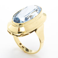 Vintage gold ring with synthetic blue topaz-The Antique Ring Shop