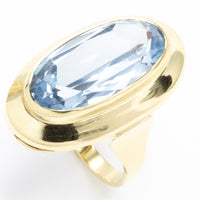 Vintage gold ring with synthetic blue topaz-The Antique Ring Shop